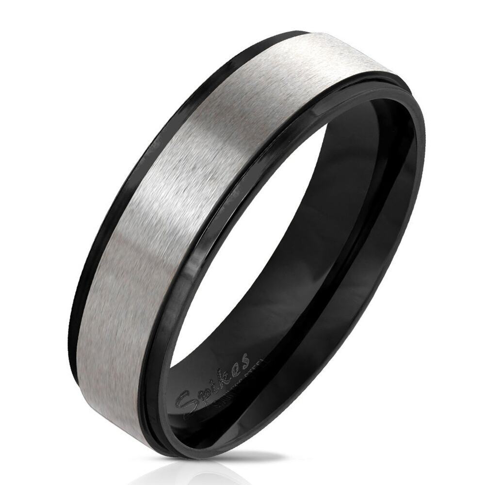 Brushed Center Flat Band Ring 316L Stainless Steel 6mm width size 5